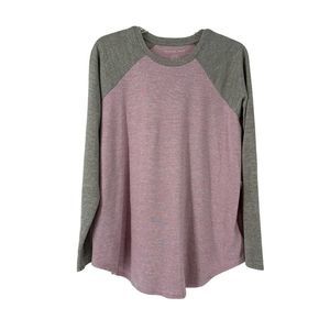 American Eagle Outfitters Long Sleeve Ragland T-Shirt Knit Pink Gray Womens M